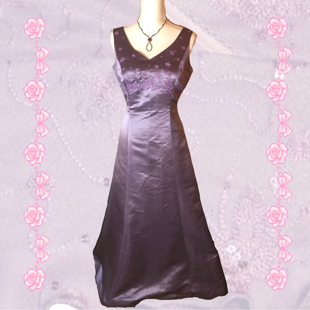 Lavender Vintage 90s Style Beaded Whimsigoth/Fairycore Prom Gown